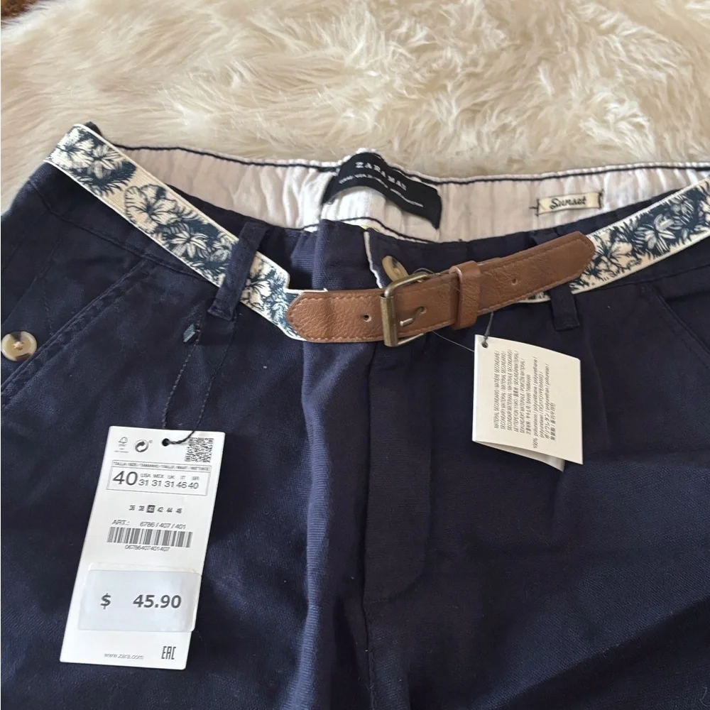 Zara Navy Cargo Shorts for Men